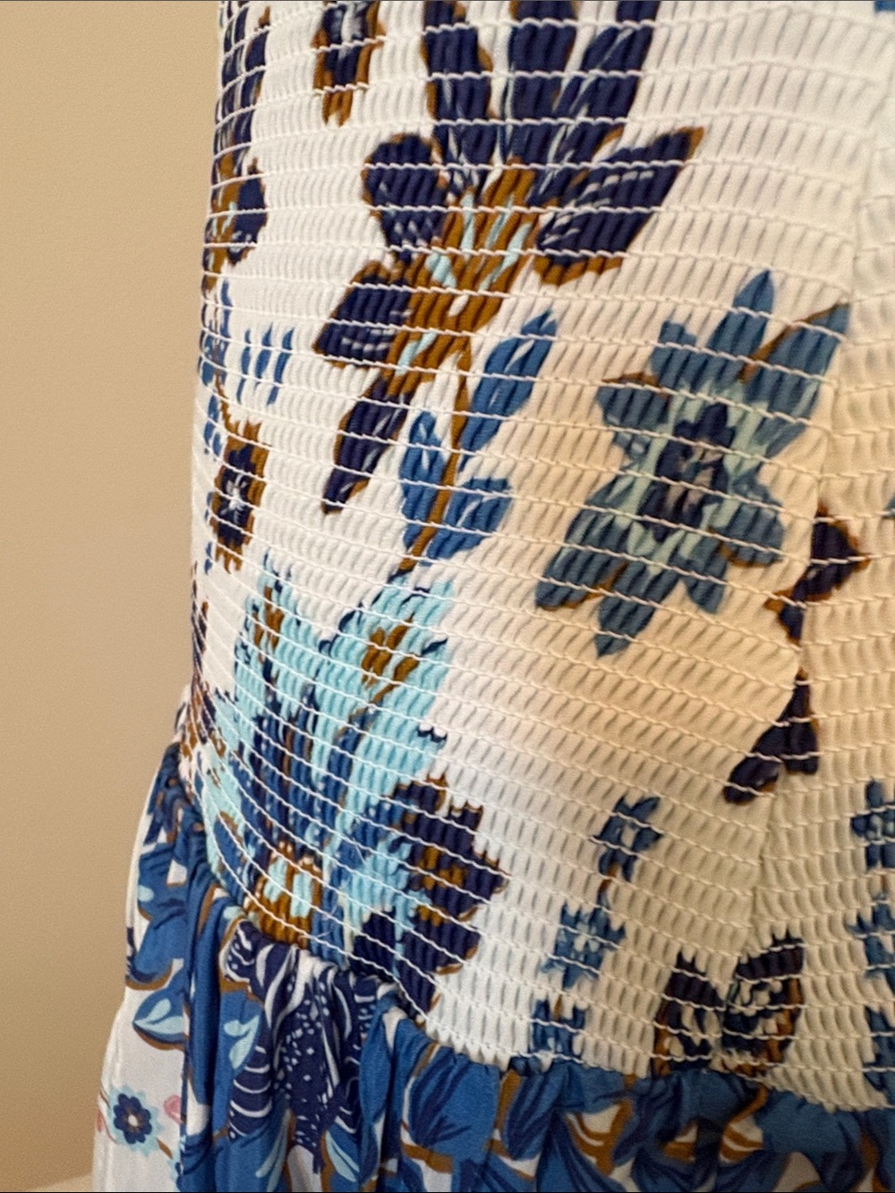 FARM Rio White Midi Skirt with Blue & Gold Floral Border - Picture 3 of 5